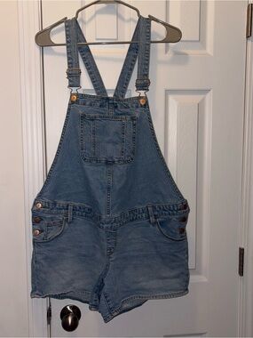 Blue Denim Short Overalls - Womens